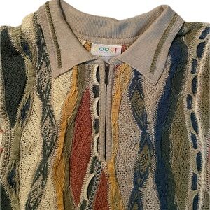COOGI Crew Neck Sweater Green and Blue with Unique Patterns